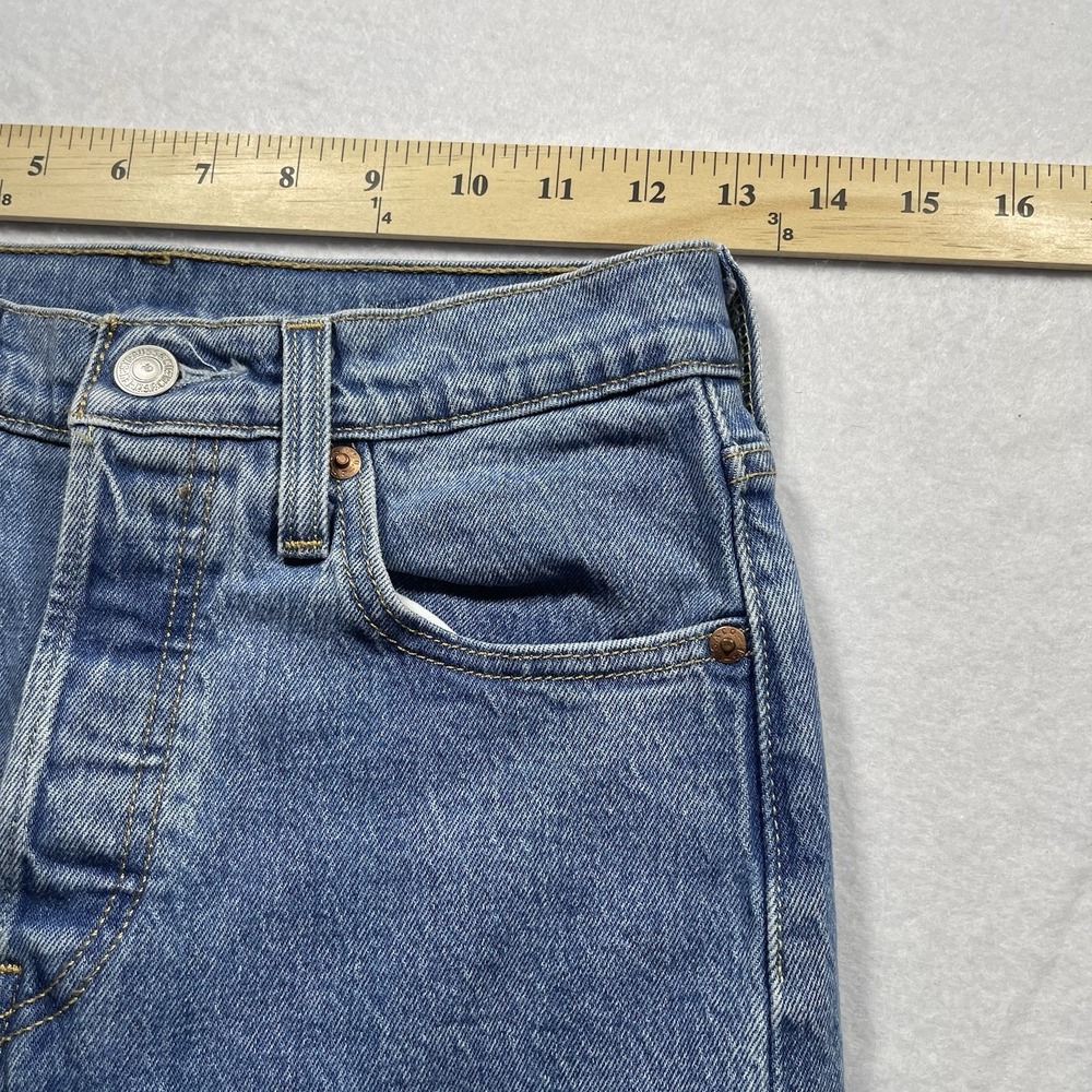 Levi's Premium 501 Skinny Jeans W25 L28 Button Fly Blue Stretch Denim Women's - Picture 10 of 13
